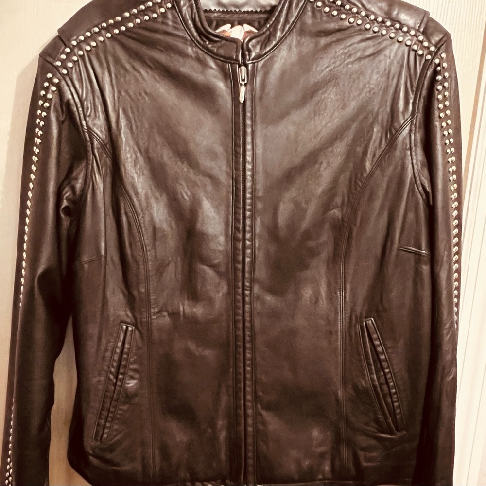 Harley Davidson Women’s Black Leather Riding Jacket - Picture 2 of 12